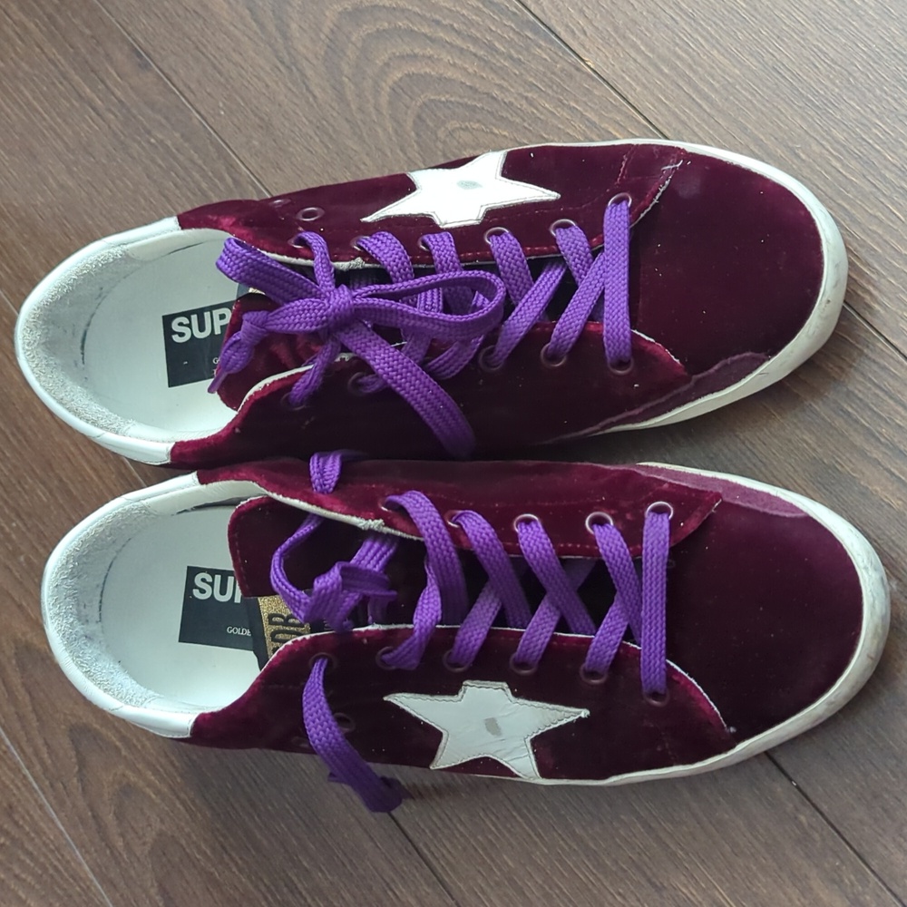 Golden Goose Deluxe Brand Golden Goose Superstar Plum Velvet White Dark red Prun - Picture 2 of 14